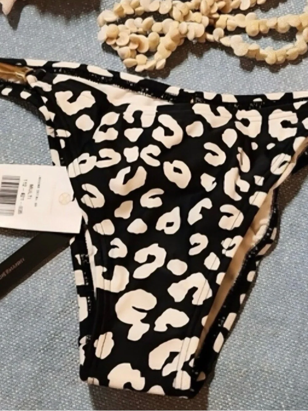 VIX Black & White Leopard Bikini set Top and Bottom with Gold Accent
